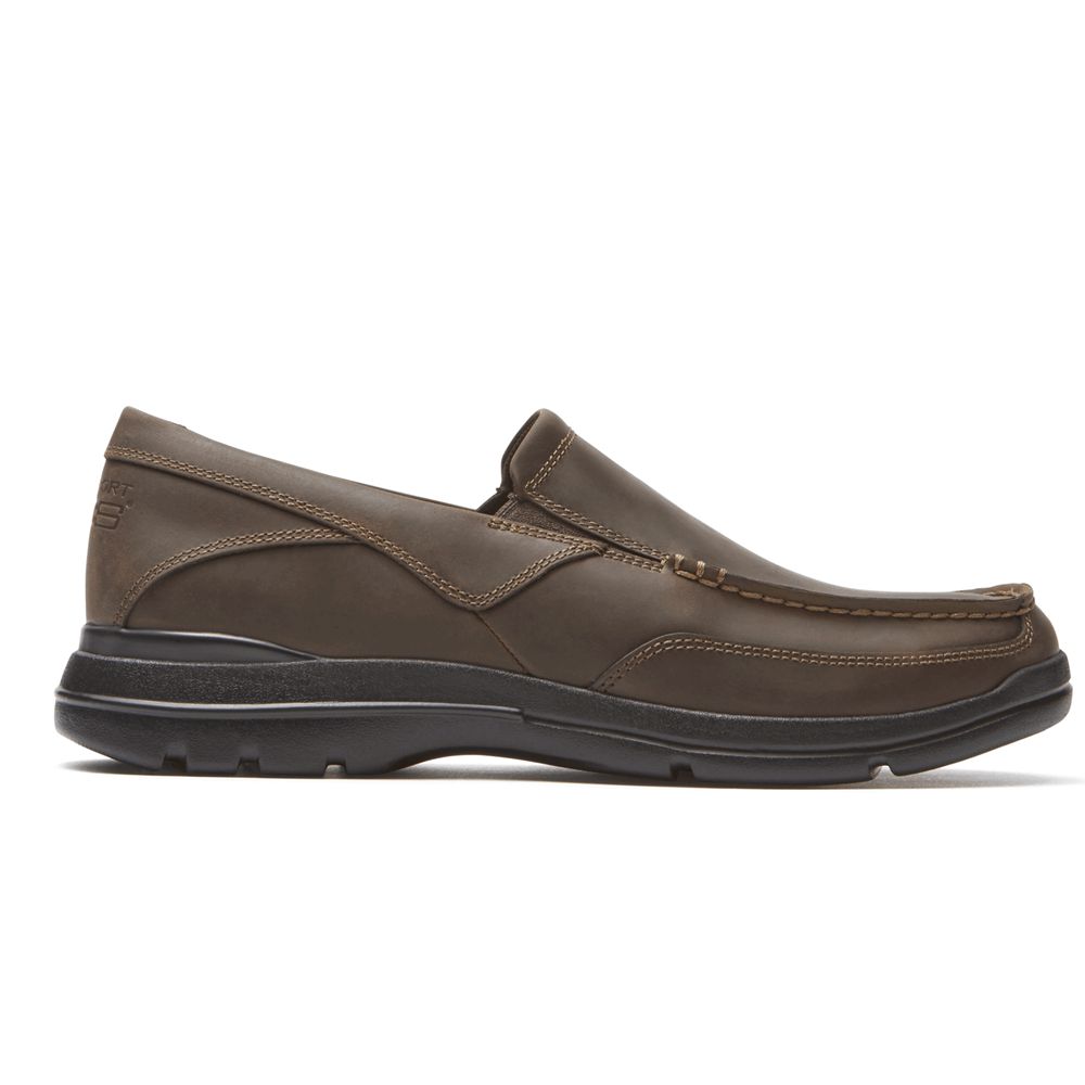 Rockport Junction Point - Mens Slip-Ons - Chocolate - NZ (YMI-640573)